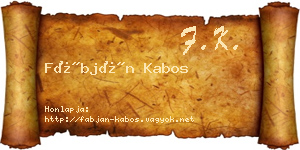 Fábján Kabos névjegykártya